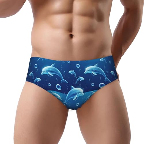 Men's Breathable Polyester Briefs Cute Beluga Whale Blue Soft Quick-Dry Moisture-Wicking Underwear for Sports and Everyday All-Day Wear