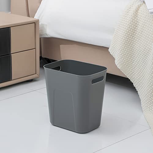 Image of UUJOLY Plastic Small Trash Can Wastebasket, Garbage Container Basket for Bathrooms, Laundry Room, Kitchens, Offices, Kids Rooms, Dorms, 3.5 Gallon, Dark Grey, 2 Pack