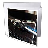 3dRose Jos Fauxtographee- Record Player Arm - Some Vinyl Playing on a Record Player with Close up of The arm - 1 Greeting Card with Envelope (gc_303257_5)