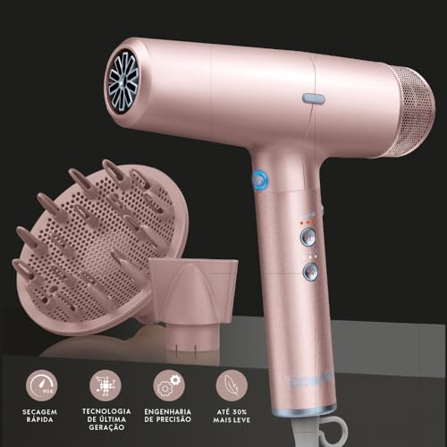 Conair, Secador Digital de Cabelo, Com Difusor, Secador Digital Iônico, 1700W, DIGITALaire, Rosa - 1