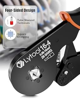 Pinza Crimpatrice a Quattro Lati, 0.08-16 mm² per Crimpare, Lytool Pinza Crimpatrice per Puntalini Doppi Elettrici Capicorda a Doppio e Singolo Filo