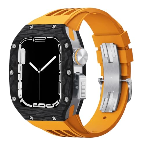 Boîtier cadre métallique fibre de carbone 44mm antichoc pour kit iWatch SE