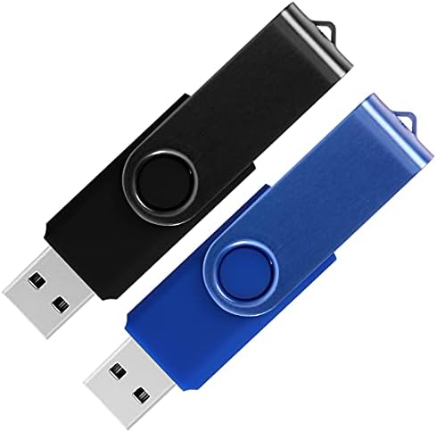 KAISLE 32GB USB Flash Drives 2 Pack USB 2.0 Thumb Drive Pen Drive Swivel Memory Sticks (2 Colors: Black Blue)