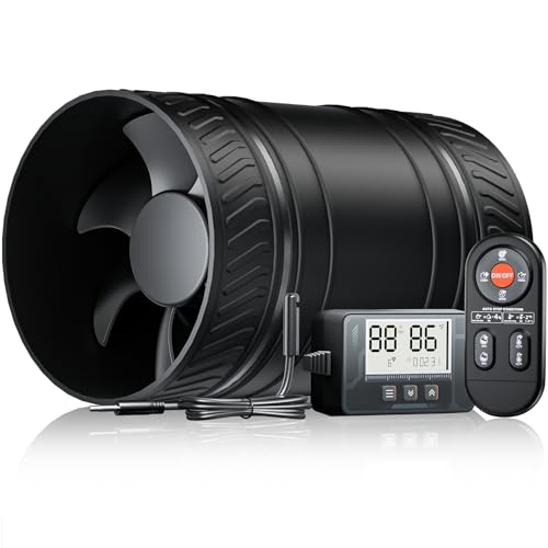 SBONNI Rohrlüfter 100mm mit Feuchtigkeitssensor Temperatursensor Timer Automatische Belüftung 95-310m/h 6 Stufen Rohrventilator Inline Abluftventilator Fernbedienung Gewächshaus Bad Keller P125