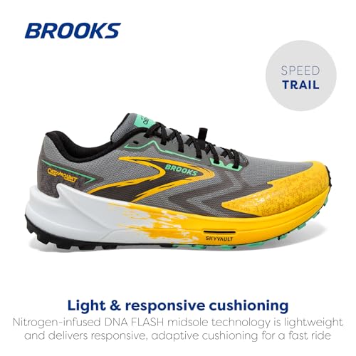Brooks Men's Catamount 3 Trail Running Shoe - Lemon Chrome/Sedona Sage - 8.5 Medium