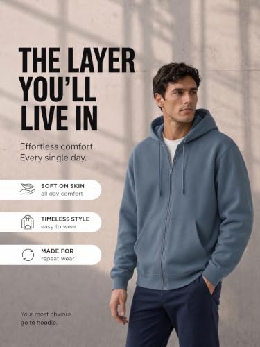 Image of Nobero Classic Zipper Hoodie for Men | Zip Up Hoodies for Men | Regular Fit | Full Zip Closure | Drawstring Hood | Zipped Hooded Sweatshirt | Cotton Rich Zipper Fleece Hoodie