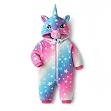 [LOLANTA] キッズ 着ぐるみ ベビー ユニコーン ハロウィン コスチューム 子供 仮装 クリスマス フランネル ブルーピンク 100