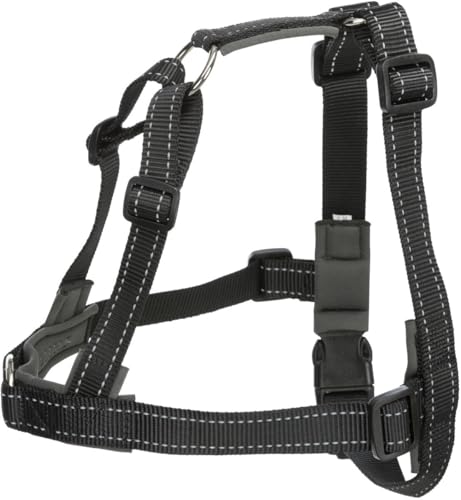TRIXIE Trainer-Geschirr Lead'n'Walk Soft Größe M–L: Brustumfang 55–90 cm/25 mm in schwarz - Anti Zieh Geschirr für das Training mit Neopren-Polsterung, verstellbar für mittelgroße Hunde, 13056