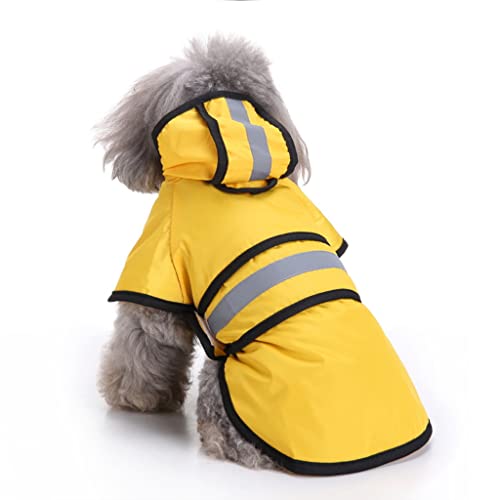 Ornaous Reflective Yellow Dog Raincoat With Hood, Waterproof Pet Rain Jacket For Small Puppy Large Dogs（M Size） #TOP10