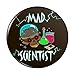 Mad Scientist with Beakers Brain Pinback Button Pin Badge - 1