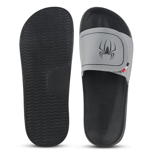 Image of PERY-PAO Sliders Mens White, Black, Grey Stylish Printed Flip Flop & Slippers