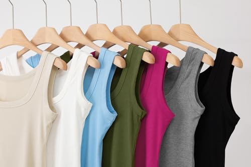 Image of SVALIY Summer Womens Tank Tops 2026 Square Neck Fitted Sleeveless Shirts for Women Ribbed Basic Top