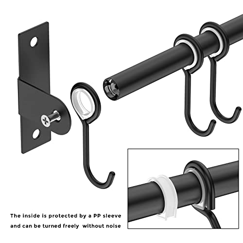 jopoo Stainless Steel Utensil Rack, Wall-Mounted Hanging Rail Rack with 8 Sliding Hooks, for Kitchen & Bathroom (Black) - Image 3