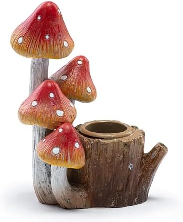 Napco Whimsical Orange Mushroom Taper Candle Holder 4.25 inch Woo...