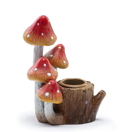 Napco Whimsical Orange Mushroom Taper Candle Holder 4.25 inch Woo...