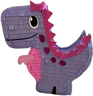 Piñata T-Rex de dinosaurio morado, tamaño mediano 20 x 15 x 4 pulgadas, capacidad para 4 libras de dulces, perfecta para cumpleaños, fiestas