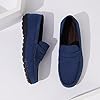 Men's Suede Loafers Leather Moccasins Handmade Slip On Driving Shoes Navy Size 9.5uk #3