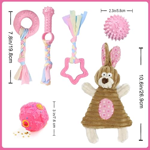 Lobeve Welpen-Starterset mit 39 Teilen, mit Welpenutensilien und Hundesachen, mit Hundeleine, Spielzeug, Näpfen, Bürsten, Wasserflasche und mehr, das perfekte Willkommensgeschenk für neue Welpen, Pink