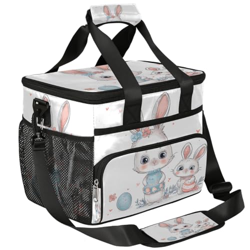Happy Easter Bunny Insulated Picnic Backpack Lunch Box for Women Men Picnic Basket Tote Lunch Bag Picnic Bag Portable Lunch Bags for Picnic, Beach, Work, Trip,Office, Camp Rabbit Egg