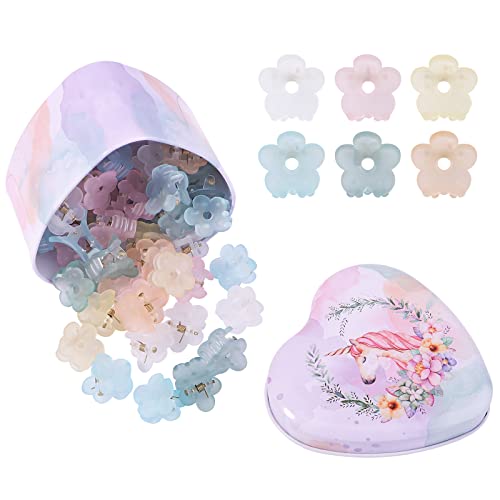 Image of 48Pcs Small Hair Claw Clips, Mini Hair Clips No-Slip Grip Jaw Clips Mix Colored Flower Hair Accessories for Women Girls