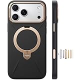 TORRAS iPhone 17 Pro Max 用 ケース【新感覚レザー・スキンタッチ】Ostand Q3 レザートーン MagSafe対応 リング スタンド 360°定点回転 縦横両対応 マグネット搭載 革 カメラコントロールボタン 米軍規格 耐衝撃 指紋防止 こくよう・ブラック