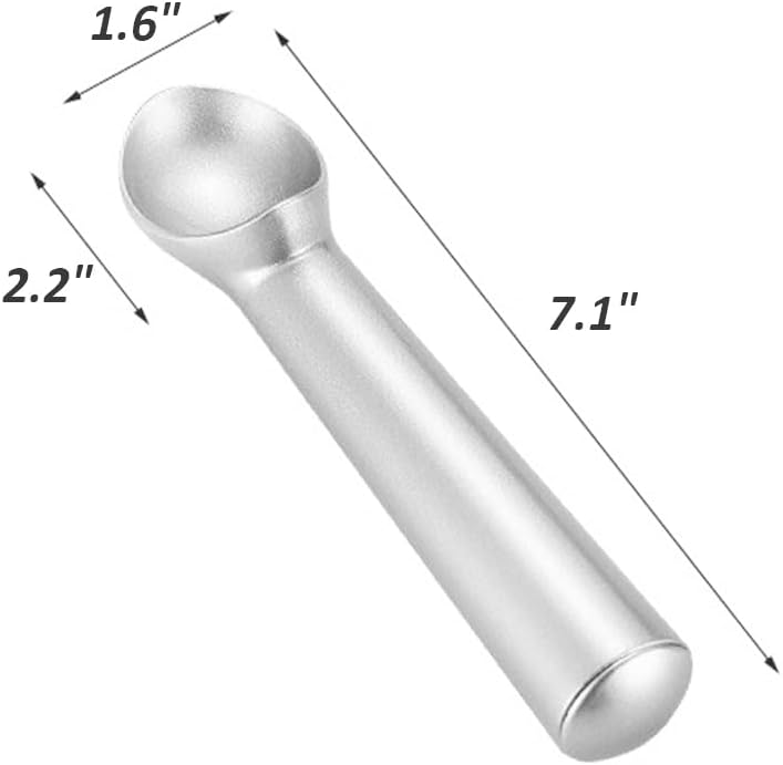 Multipurpose Heavy Duty Metal Large Ice Cream Scoop with Comfortable Handle and Ergonomic Non-Slip Grip (Short Handle-Silver)