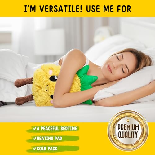 Image of Pineapple Microwavable Unscented Heating Pad for Women and Kids- Cute Soft Cozy Pillow Plush Heatable Warm Stuffed Animals - Kawaii Hot and Cold Plushie Food Toy - Pineapple Gifts for Girls and Boys