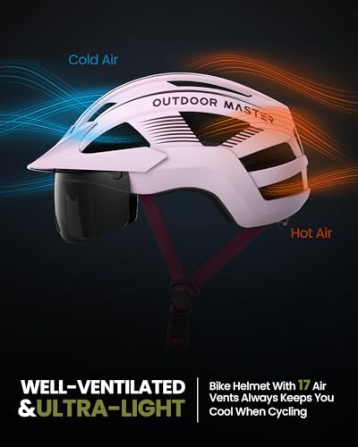 Outdoormaster Helmets For Adults - Mountain & Road Bike Helmet With Rechargeable Safety Light, Detachable Goggles And Sun Visor thumb #5