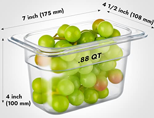 CURTA 6-Pack 1/9 Size 4" Deep NSF Polycarbonate Food Pans | Dishwasher & Freezer Safe Clear Container for Prep Tables, Buffet, Salad Bar, Commercial & Home Kitchen by CURTA - Used condition - Image 2