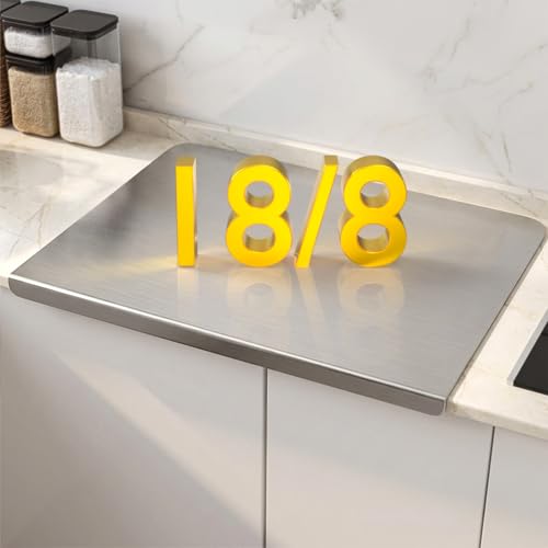 15.7x11.4 in Stainless Steel Cutting Board, Multipurpose Food Prep Board with L-Shaped Edge, Non-Slip Pads Included, Hygienic & Easy to Clean, suitable for cutting meat, fruits,vegetables,bread