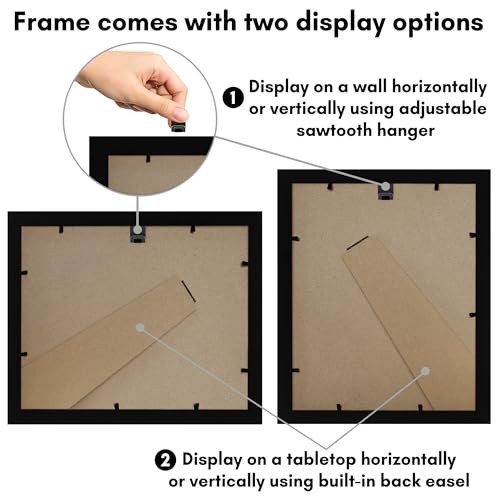 Image of Americanflat 8x10 Picture Frame with Shatter-Resistant Glass - Set of 2 - Signature Collection - Gallery-Style Frames Made of Engineered Wood - Picture Frames for Tabletop and Wall Display - Black