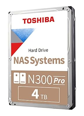 Toshiba N300 PRO 4TB Large-Sized Business NAS (up to 24 Bays) 3.5-Inch Internal Hard Drive - Up to 300 TB/Year Workload Rate CMR SATA 6 GB/s 7200 RPM 512 MB Cache - HDWG740XZSTD
