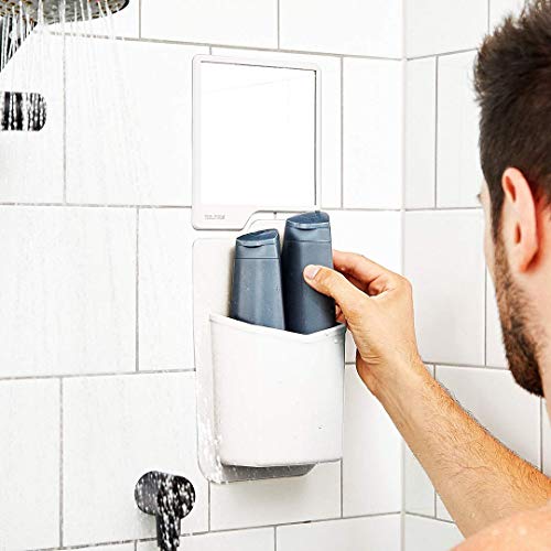 Tooletries – Oliver Shower Mirror - Premium Shower Mirror For Shaving, Grooming - 100% Silicone - Shatterproof Mirror - Grips To Shiny Surfaces - No Suction Cups - No Adhesives - White #TOP5