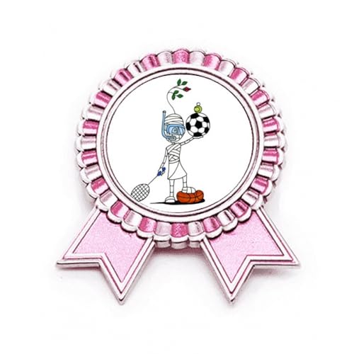 Broche de football rose taille M en métal pour passionnées de sport