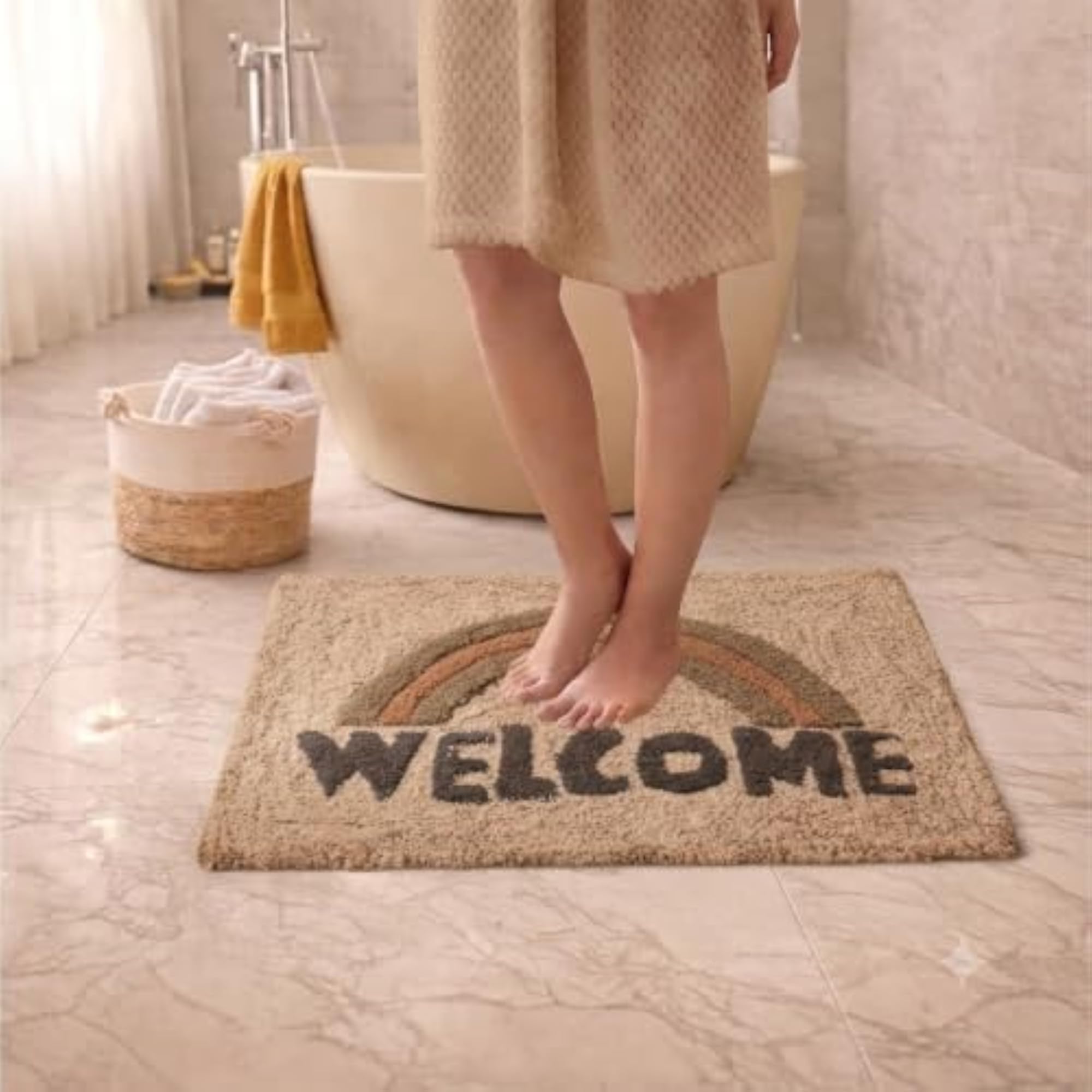 Artisan Made Wool Bathroom Rug, High Absorption