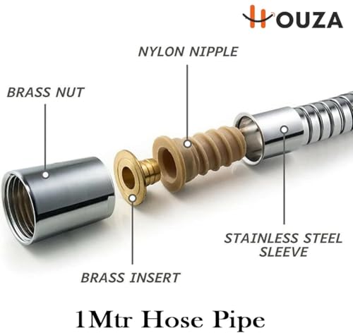 Image of HOUZA Health Faucet for Toilet - Jet Spray with 1-Meter Flexible Hose & Wall Hook, Comfortable Grip, Leak-Proof, Rust-Free & Durable Design for Daily Bathroom Use