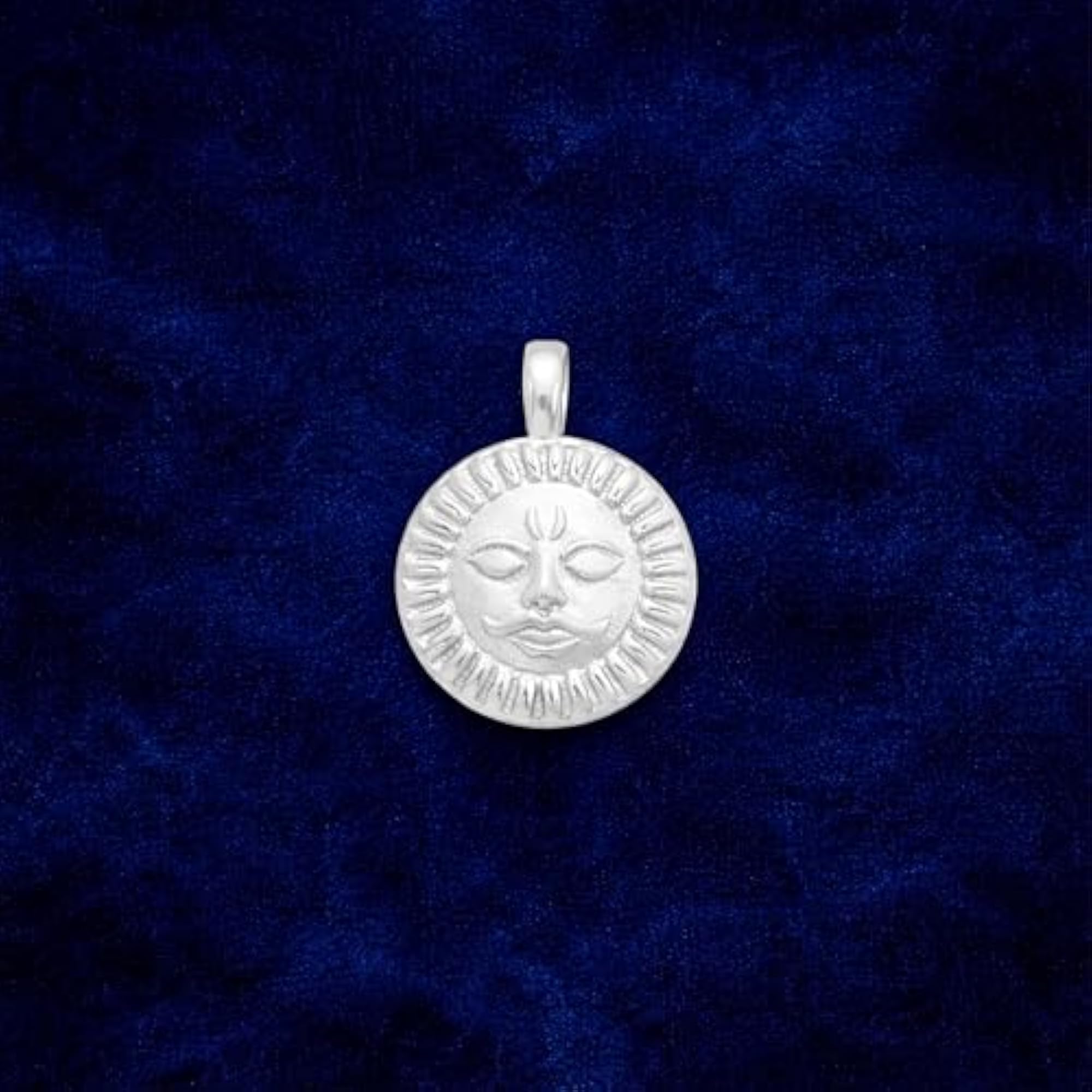 Pure Silver Suraj Pendant Locket, Nazar Protection Charm