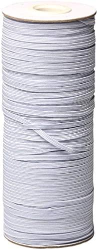 YUNJIN White 120-Yards Length 1/8" / 1/4" Width Braided Elastic Cord/Elastic Band/Elastic Rope/Bungee/White Heavy Stretch Knit Elastic Spool (3MM/120YARD)