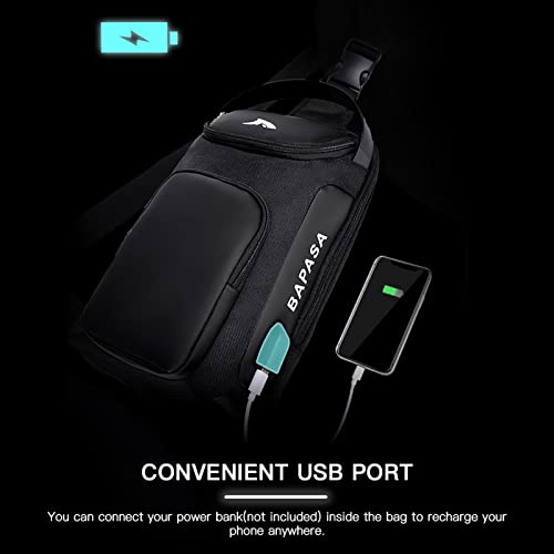 Domary Mochila, Bolsa de ombro antifurto USB bolsa de ombro casual mochila tipo estilingue
