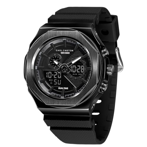 Image of Carlington Velocity Series Analog-Digital Sports Watches for Men and Boys with Alarm, Stopwatch, Backlit Display, Dualtime, Silicone Rubber Strap, Water & Shock Resiatant - CT 8102
