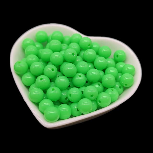 Cuentas acrílicas redondas de 4, 6, 8, 10 mm, cuentas espaciadoras sueltas para hacer joyas, pulseras, collares, accesorios de bricolaje, color verde, 6 mm, 100 piezas