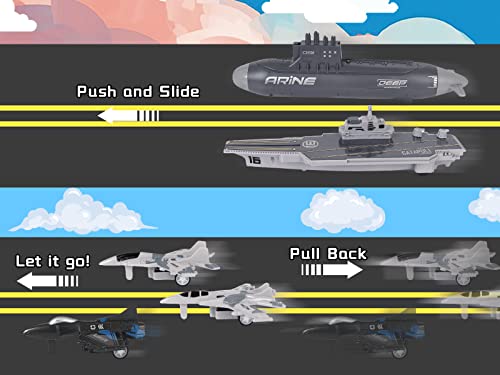 Crelloci Aircraft Carrier Military Naval Ship Toy Play Set with Small Scale Model Planes Fighter Jets, Battleship and Supply Ship for Kids Boy Girl Age 5+ Party Favors Gifts by Crelloci - Image 4