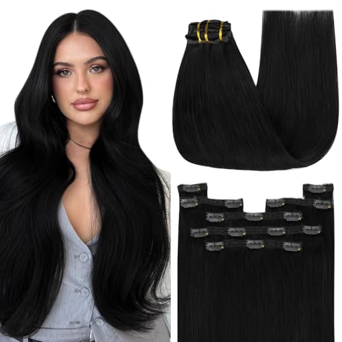 YoungSee Clip in Extensions for Women Black Invisible Clip in