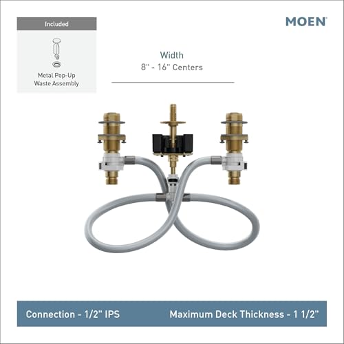 Moen Widespread Bathroom Sink Faucet Rough In Water Valve with Drain Assembly, 9000