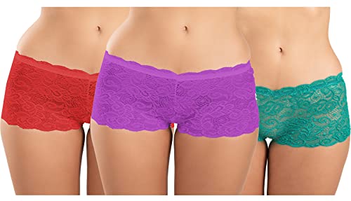 Image of FIMS - Fashion is my style Cotton Lycra Net Boy Short Panty for Womens, Mid Rise, Satin, Hipster Panties, Daily Use, Back and Front Coverage, Brief, See Main Image to Check How Many Panty You Will Get