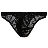 M ブラック メンズビキニ 【La-PommeHomme/ラポーム・オム】 フロントレース 立体縫製 メッシュ シースルー ビキニ 下着 メンズ アンダーウェア