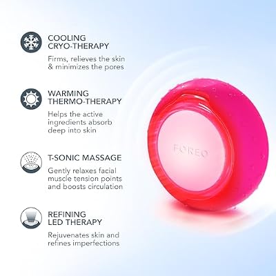 FOREO Hyper Hydra UFO 3 Bundle - Face Moisturiser Device + 14 UFO Activated Masks + Hydrating Night Mask, 0.5 oz - Red Light Treatment, Thermo & Cryo Treatment - Skin Care - Fuchsia