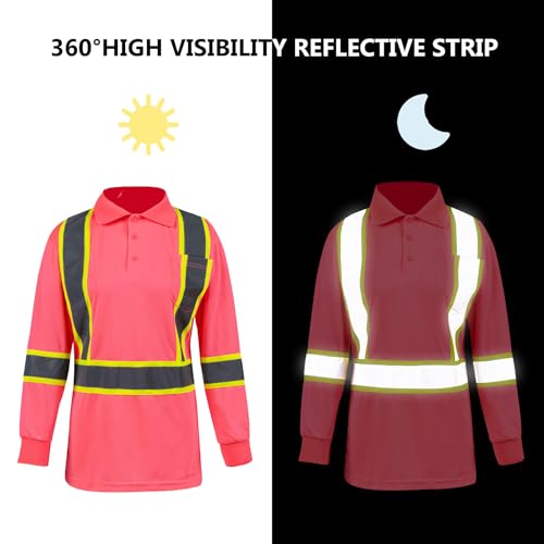 Camisa polo feminina de segurança refletiva de alta visibilidade Classe 2 ANSI Hi Vis Trabalho de Co