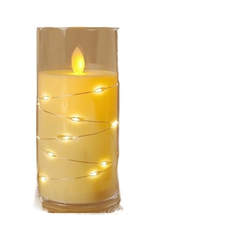 Candele Led 1-5 pezzi LED senza fiamma candela elettronica da incasso lampada a corda tremolante trasparente for la festa di Natale(3pcs,15cm)