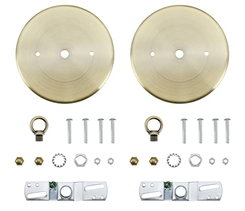 Image of Aspen Creative 21505-42, Contemporary Chandelier & Light Fixture Canopy Kit w /Collar Loop, Antique Brass, 5-1 /8 inch Diameter, 7 /16 inch Center Hole, 2 Pack